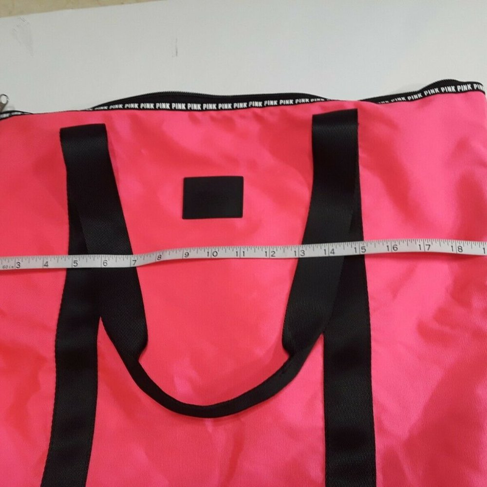 PINK tote Large Bag, Black and Pink zip Closure womens - Picture 9 of 9